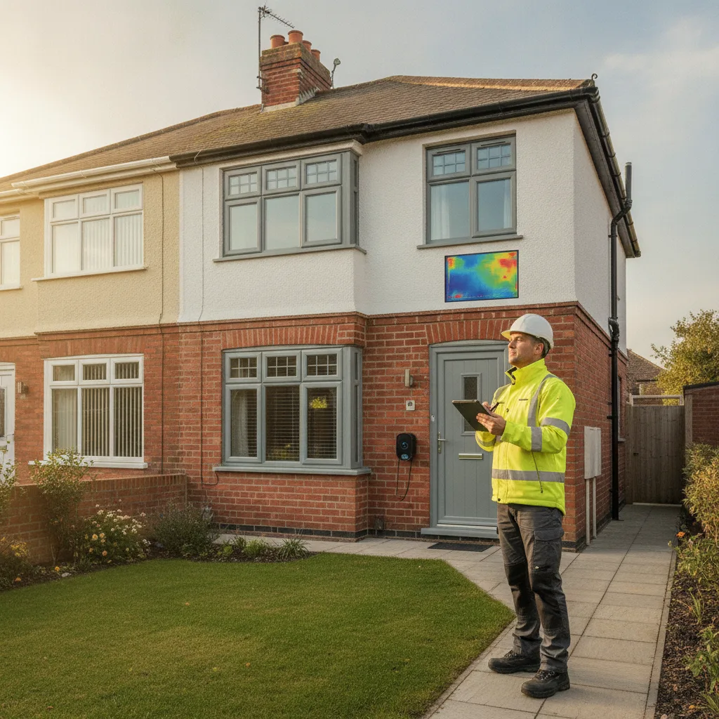 Energy assessor carrying out a whole house retrofit assessment on a British home in 2026