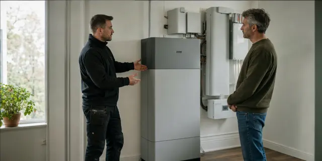 Home battery storage connected to a solar panel installation