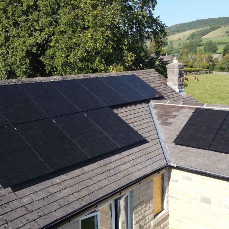 all black solar panels on a roof